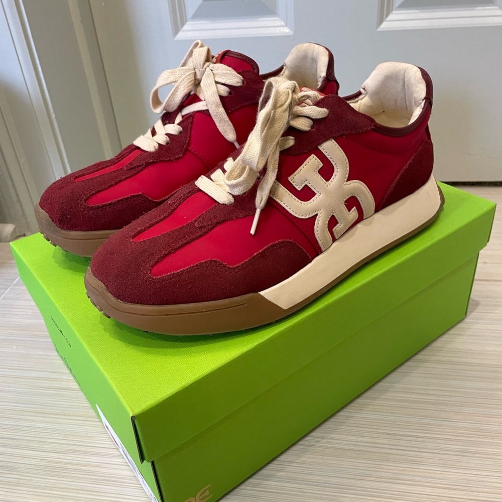 Sam Edelman Burgundy and Cream Sneakers